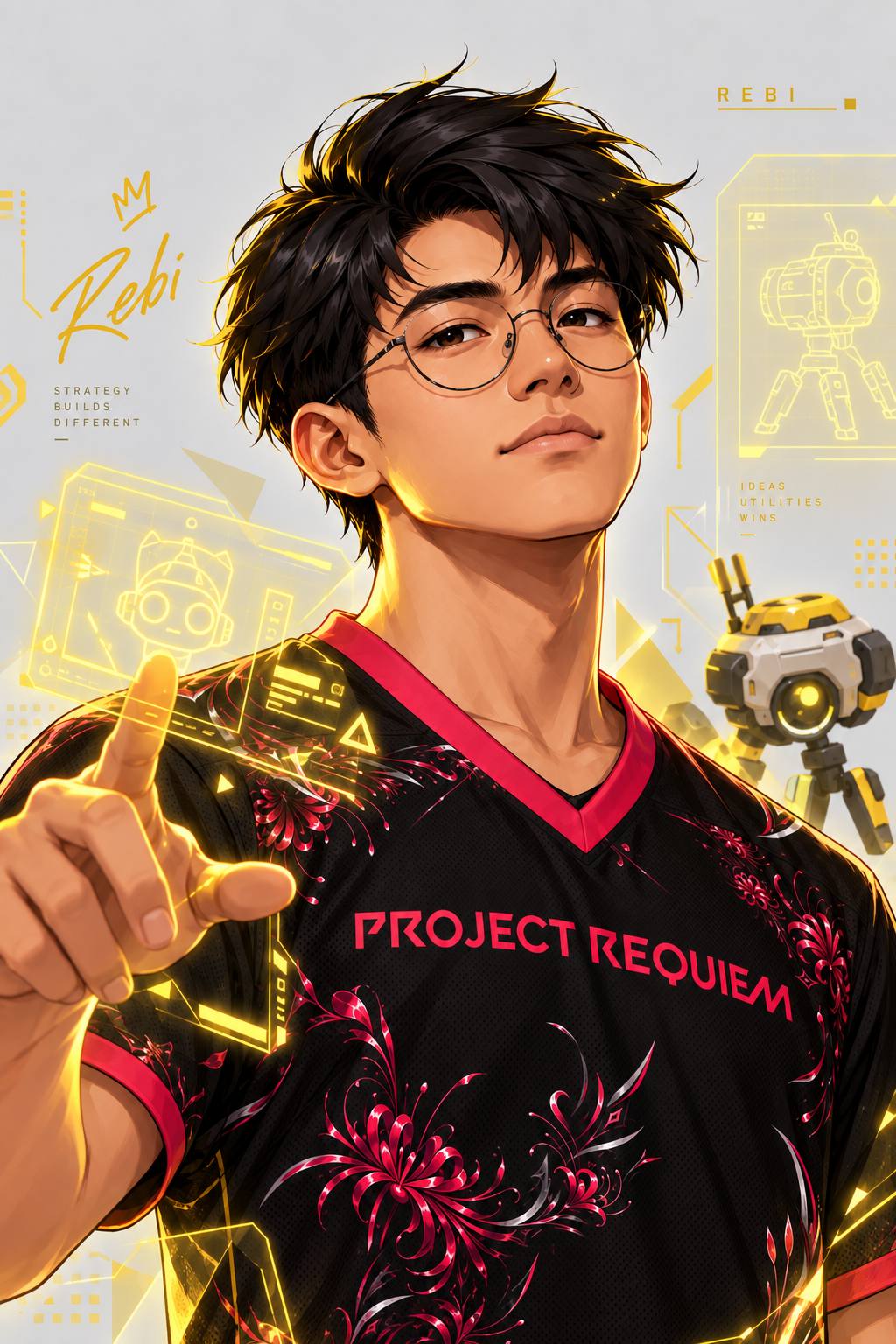 Stylized illustrated profile representing Rebi